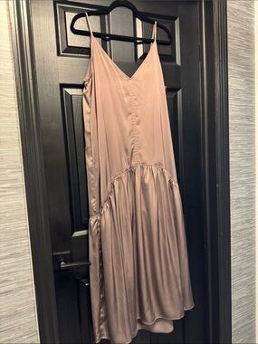 Wishlist Dusty Mauve Satin Maxi Slip Dress with Spaghetti Straps
